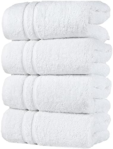 מגבות אמבטיה של חמאם פשתן 6 חתיכות חבילה | כולל: 2 מגבות אמבטיה יוקרתיות, 4 מגבות יד | סט איכותי, סט מגבות רך | לבן